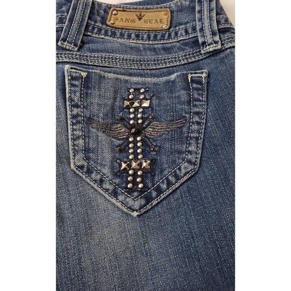Miss Me Womens Bootcut Jeans Blue Embellished Studs Sang Real Only the Chosen 25 - Picture 3 of 9